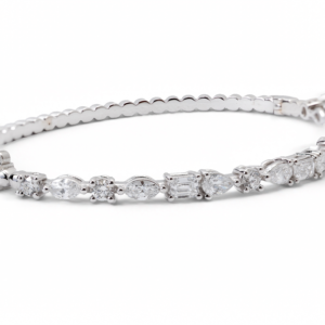 Multi Shaped Diamond Bracelet In 18K White Gold