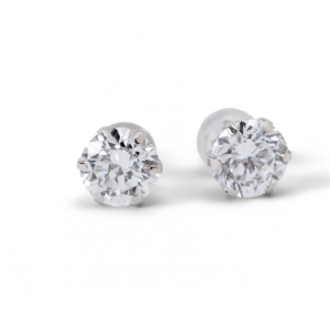 18K White Gold Round Brilliant Diamond Stud Earrings
